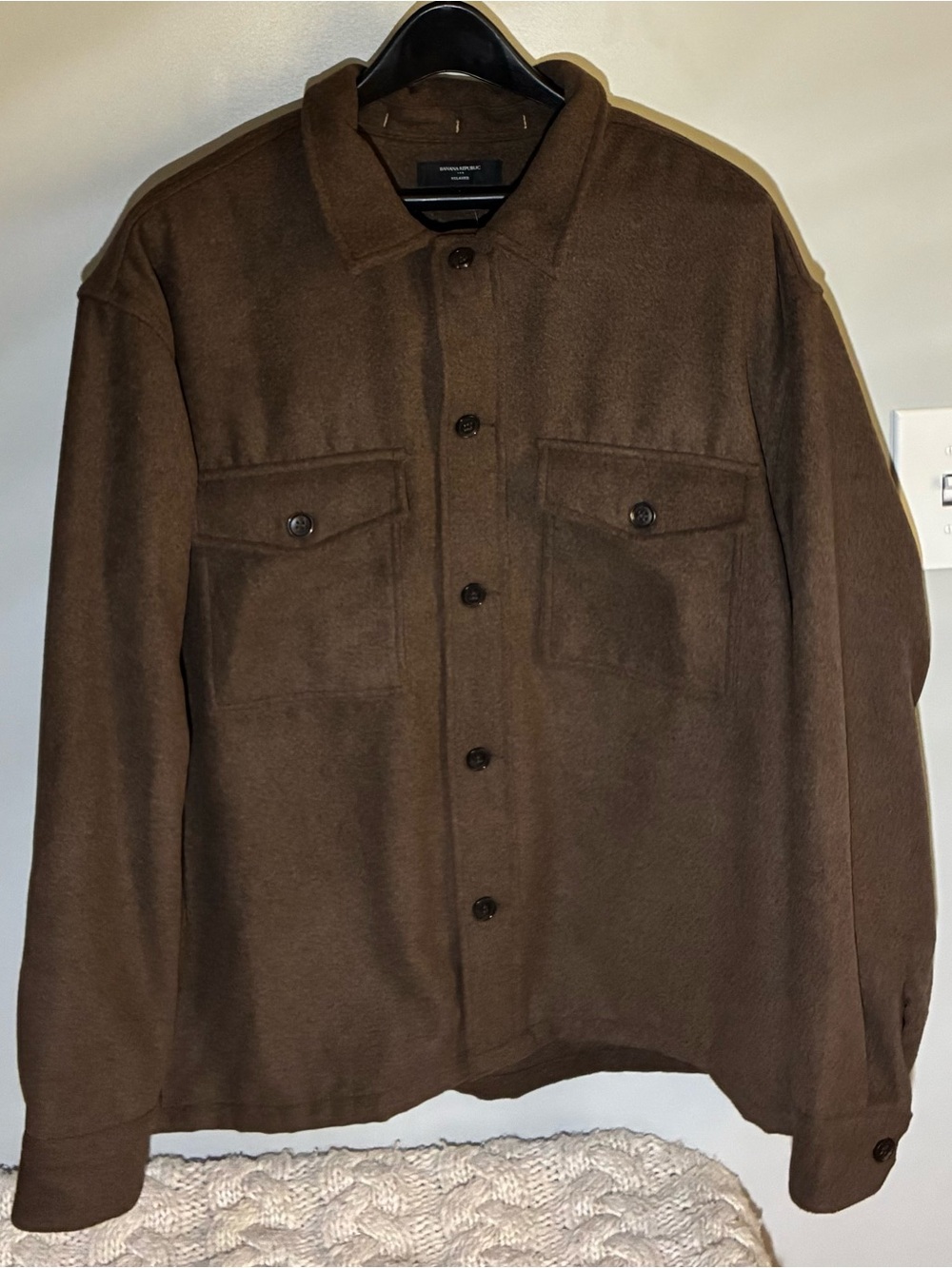 NWT Banana Republic Relaxed Fit Wool Blend Overshirt Dark Oak L